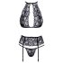 Beso tentador: Set de sujetador de encaje halter (negro)