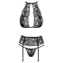 Beso tentador: Set de sujetador de encaje halter (negro)