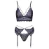 Cottelli - Conjunto de lencería encaje 3 piezas (negro-violeta) - XL