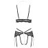 Abierta Fina - conjunto de encaje abierto (negro) - XL
