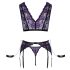 Cottelli Bondage - Set lencería y esposas (negro-morado) - XL