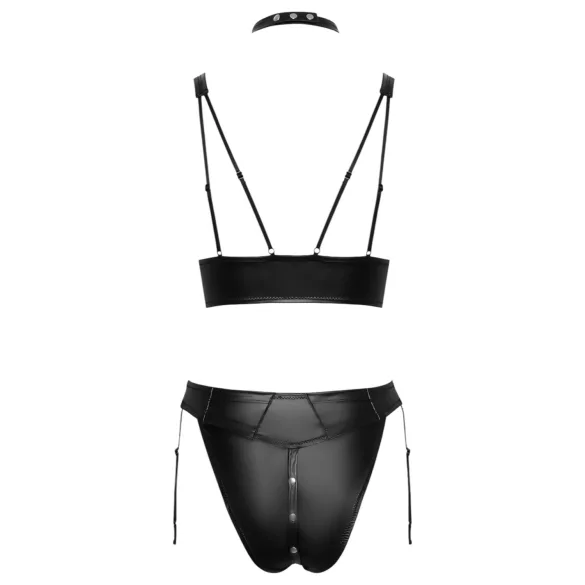 Cottelli Bondage - brillante conjunto de sujetador con esposas (negro)