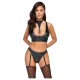 Cottelli Bondage - brillante conjunto de sujetador con esposas (negro) - M