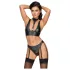 Cottelli Bondage - brillante conjunto de sujetador con esposas (negro) - M