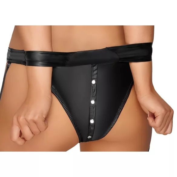 Cottelli Bondage - brillante conjunto de sujetador con esposas (negro) - M
