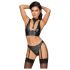 Cottelli Bondage - Conjunto brillante con esposas (negro) - L