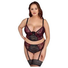   Cottelli Plus Size - conjunto lencería tallas grandes - sujetador y tanga - rojo