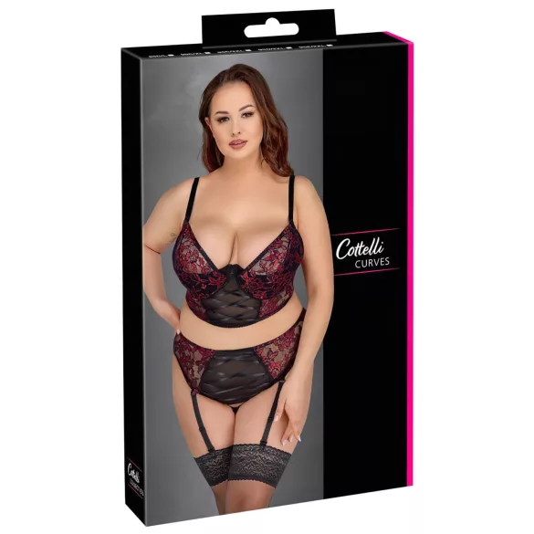 Cottelli Plus Size - conjunto de sujetador ajustable (rojo) - 90C/XL