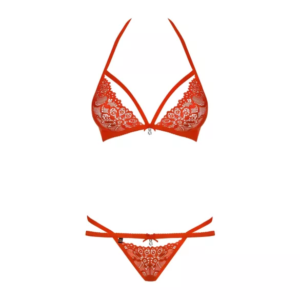 Obsessive - conjunto lencería con tirantes - encaje rojo - L/XL