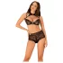 Obsessive Elizenes - conjunto de sujetador estampado y transparente (negro)