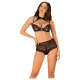 Obsessive Elizenes - conjunto de sujetador estampado y transparente (negro)