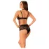 Obsessive Elizenes - conjunto de sujetador estampado y transparente (negro) - L/XL