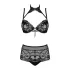 Obsessive Elizenes - conjunto de sujetador estampado y transparente (negro) - L/XL