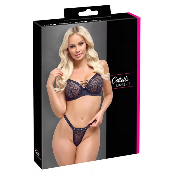 Cottelli Party - conjunto de sujetador con cordones - negro