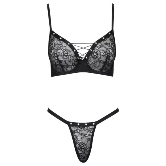 Cottelli Party - conjunto de sujetador con cordones - negro - 80C/M
