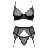 Conjunto de lencería Obsessive Chemeris con liguero (negro) - M/L