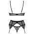 Conjunto de lencería Obsessive Chemeris con liguero (negro) - M/L