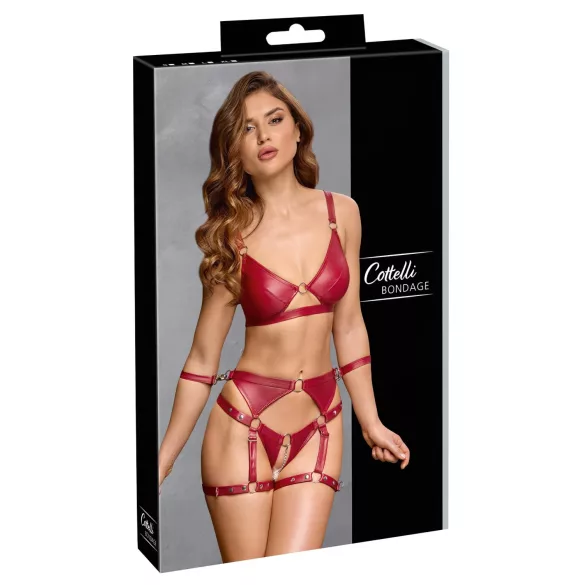 Cottelli Bondage - Conjunto rojo brillante y esposas - M