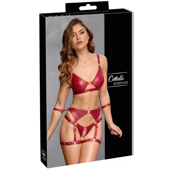Cottelli Bondage - Conjunto rojo brillante y esposas - XL