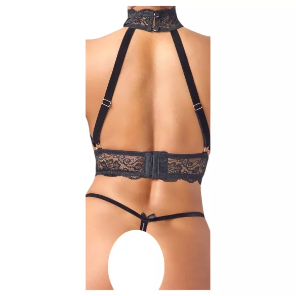 Abierta Fina - conjunto lencería abierta con cadenas - negro