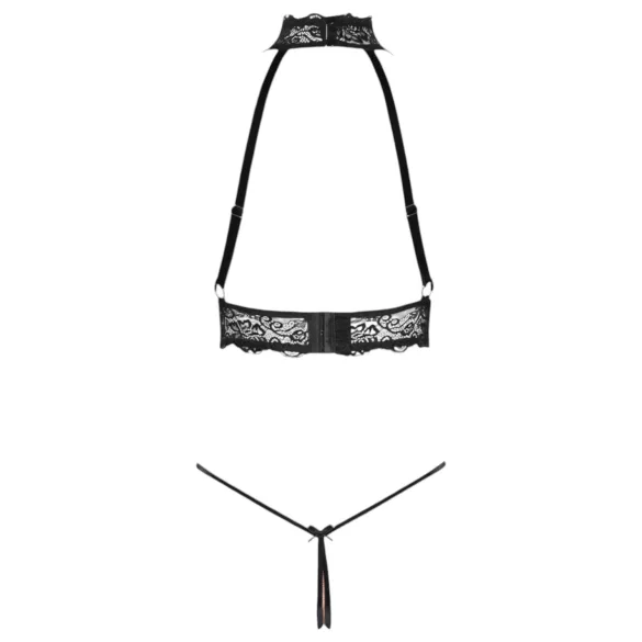 Abierta Fina - conjunto lencería abierta con cadenas - negro