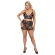 Cottelli Curves - conjunto de sujetador con encaje y detalles de piel - negro