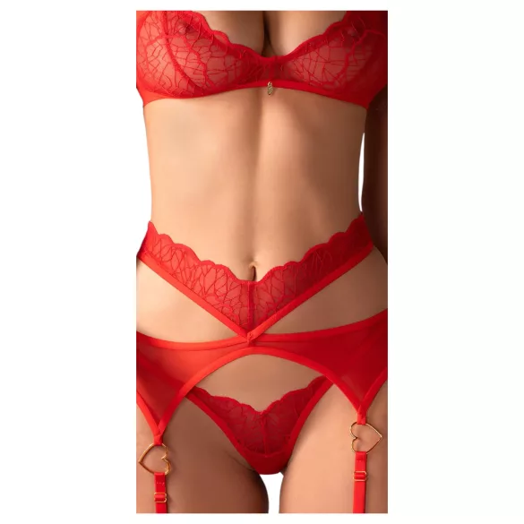 Obsessive Cupid Desir - conjunto lencería encaje - rojo - L/XL