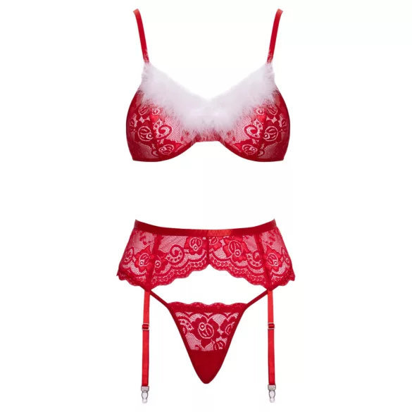 Cottelli - conjunto de sujetador navideño con encaje - rojo