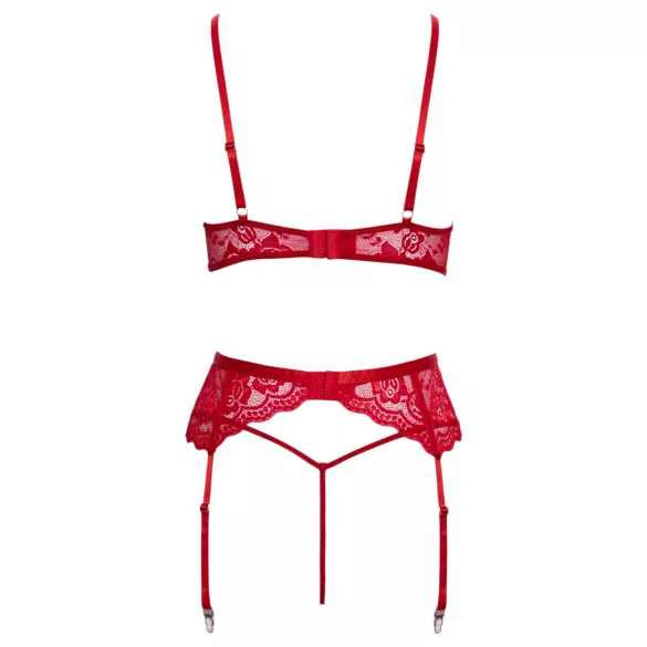 Cottelli - conjunto de sujetador navideño con encaje - rojo
