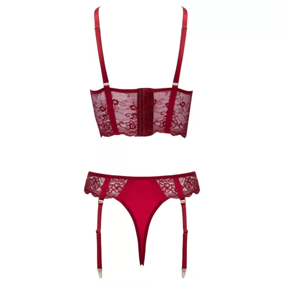 Cottelli - conjunto de dos piezas con liguero de encaje (rojo)