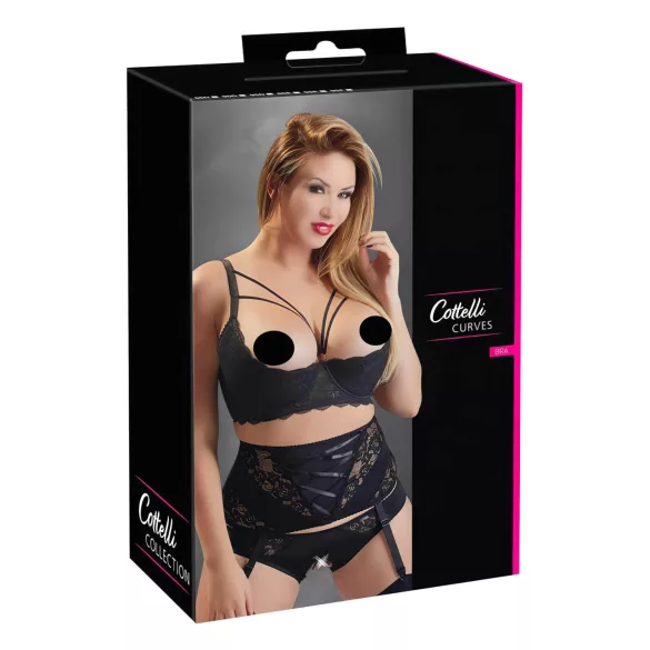 Cottelli Plus Size - sujetador realzador con tirantes y aro - negro - 85E