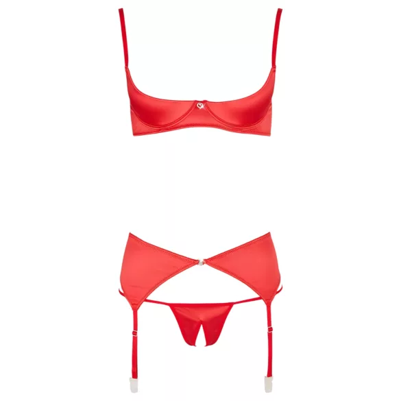 Cottelli - Conjunto de sujetador abierto con corazones - rojo