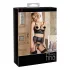 Abierta Fina - conjunto lencería encaje con tirantes brillantes - negro