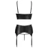 Abierta Fina - conjunto lencería encaje con tirantes brillantes - negro