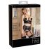 Abierta Fina - Set lencería encaje brillante (negro) - 85C/L