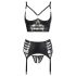 Abierta Fina - Set lencería encaje brillante (negro) - 85C/L