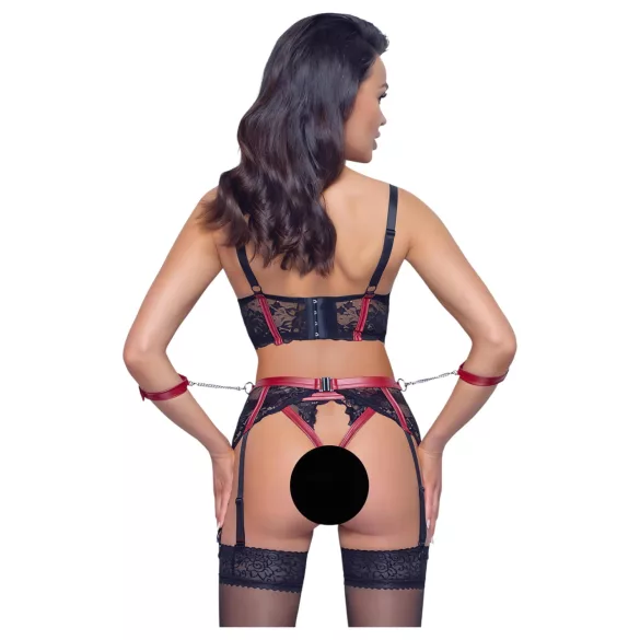 Cottelli Bondage - conjunto lencería bondage - encaje mate - rojo - M