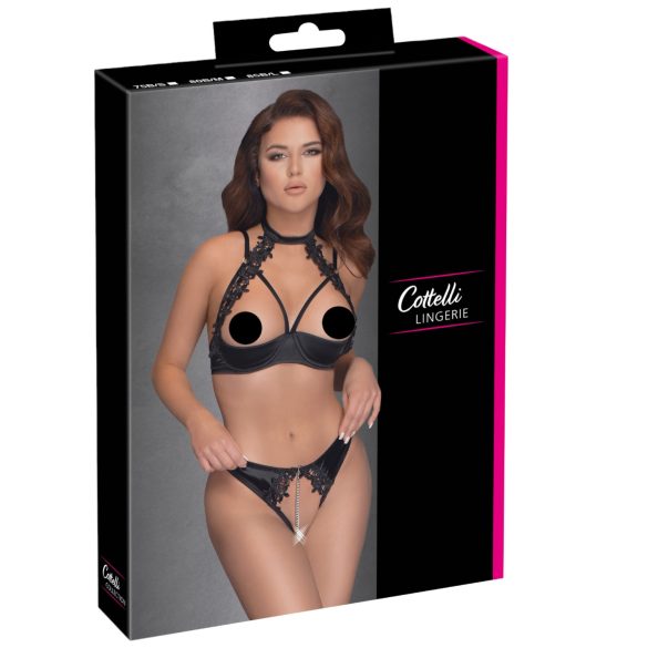 Cottelli - set con corpiño y encaje de cuello (negro) - 80B/M