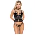 Abierta Fina - conjunto lencería abierto - tanga y corsé - negro - M