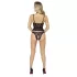 Abierta Fina - conjunto lencería abierto - tanga y corsé - negro - M