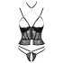 Abierta Fina - conjunto lencería abierto - tanga y corsé - negro - M