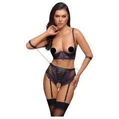   Cottelli Bondage - conjunto de sujetador y esposas para brazos (negro‑lila)