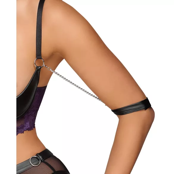 Cottelli Bondage - conjunto lencería con sujetador y esposas - encaje negro lila