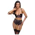 Cottelli Bondage - conjunto lencería con sujetador y esposas - encaje negro lila - M