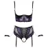 Cottelli Bondage - conjunto lencería con sujetador y esposas - encaje negro lila - M