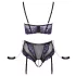 Cottelli Bondage - conjunto lencería con sujetador y esposas - encaje negro lila - M