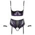 Cottelli Bondage - Conjunto sujetador y esposas (negro-violeta) - XL