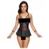 Cottelli Bondage - set lencería brillante con esposas - negro