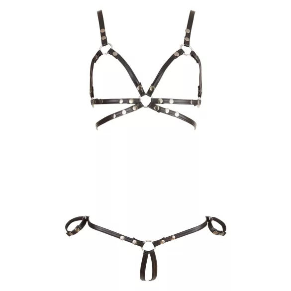 Cottelli Bondage - arnés corporal brillante - bikini - negro - M
