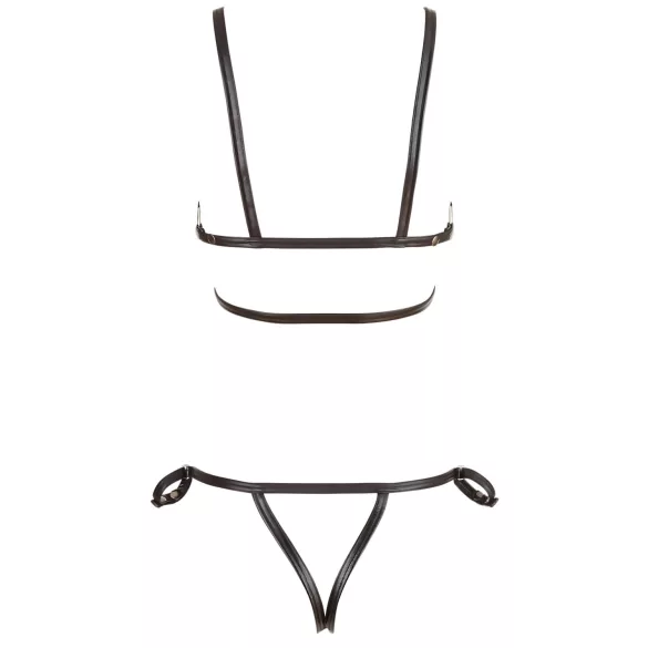Cottelli Bondage - arnés corporal brillante - bikini - negro - XL